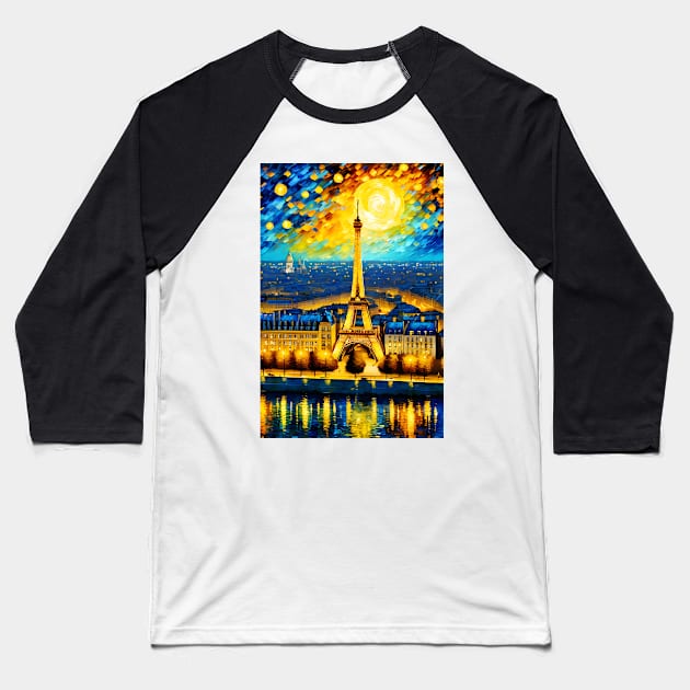 Starry night paris Baseball T-Shirt by Spaceboyishere